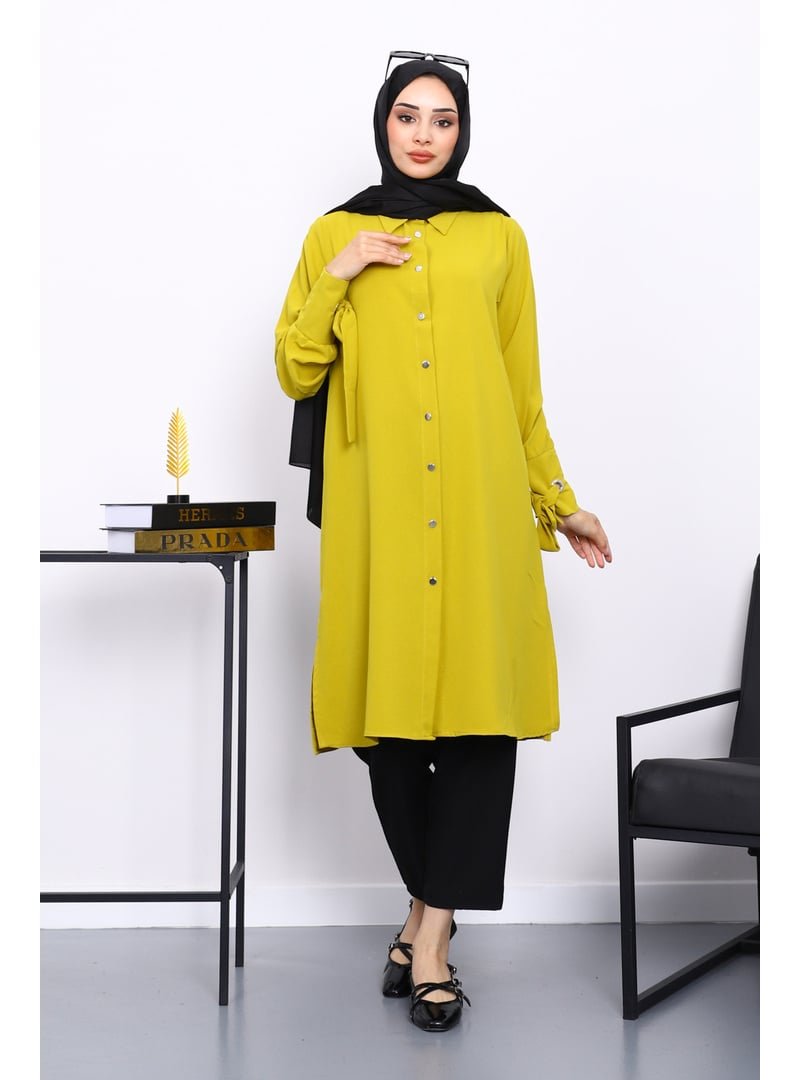 İmaj Butik Yağ Yeşili Kol Bağlamalı Tunik İmaj Butik Yağ Yeşili Kol Bağlamalı Tunik