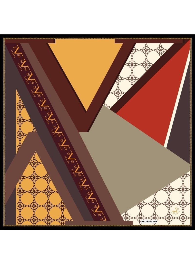 19v69 ITALIA Geometrik Desen Black Seri Rayon Eşarp Askısı İle Birlikte 90x90 Cm Hardal Kahve