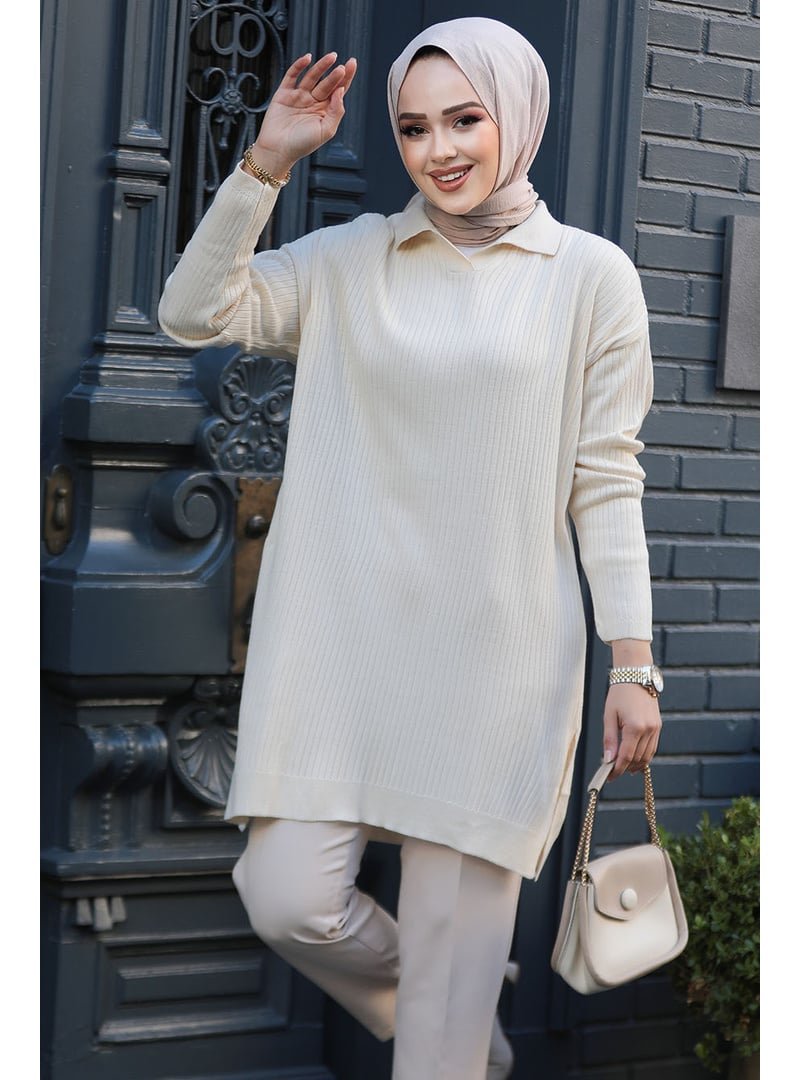 Neva Style Fitilli Krem Triko Tunik 65903kr Neva Style Fitilli Krem Triko Tunik 65903kr