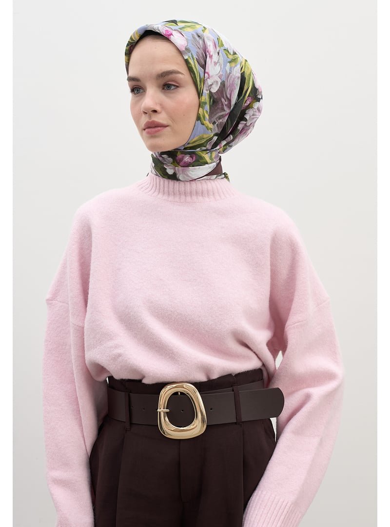 FRESHSCARFS Mürdüm Lotus Desen Pamuklu Viskon Eşarp