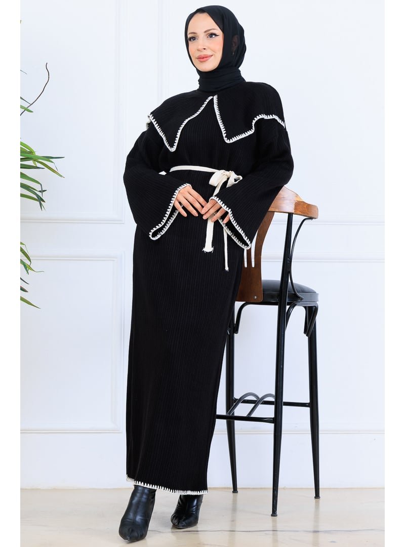 Benguen Siyah Yaka Detaylı Triko Elbise Benguen Siyah Yaka Detaylı Triko Elbise