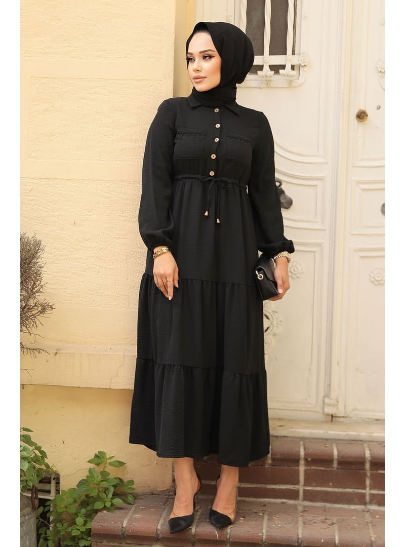 Neva Style Düğmeli Siyah Elbise 5720s Neva Style Düğmeli Siyah Elbise 5720s
