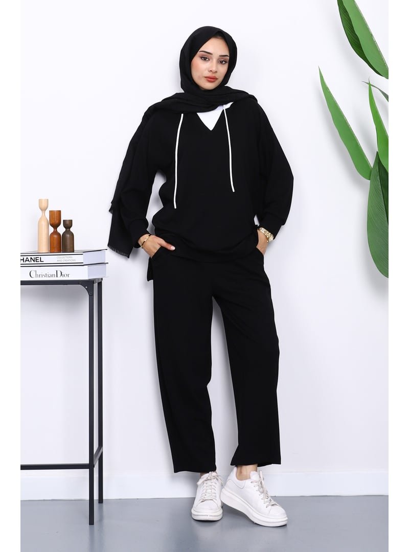 İmaj Butik Siyah Kapüşonlu Tunik Pantolonlu Takım İmaj Butik Siyah Kapüşonlu Tunik Pantolonlu Takım