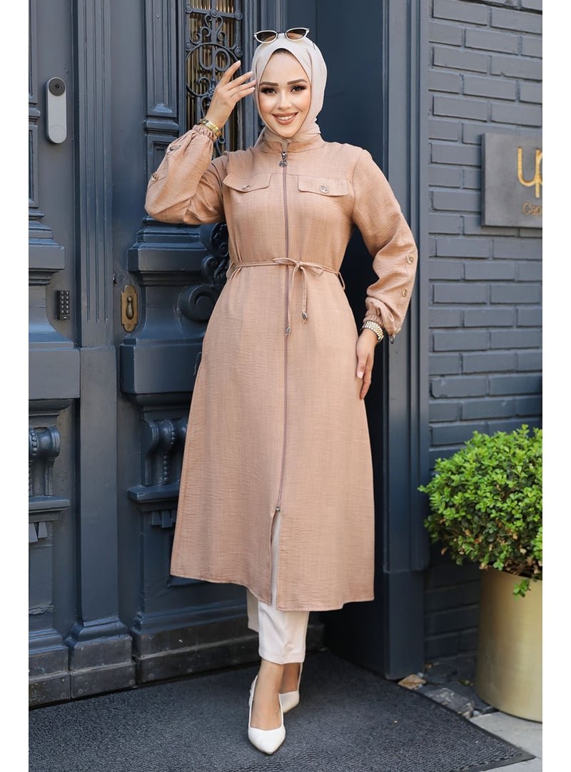Neva Style Düğmeli Camel Tunik 645c