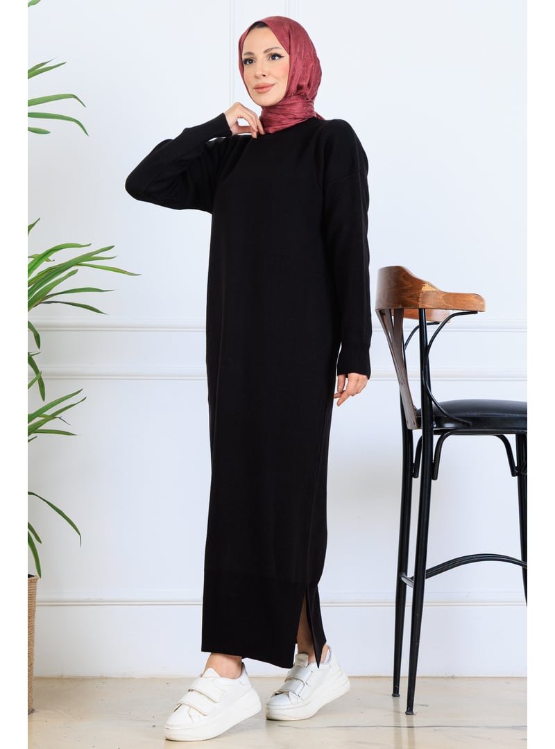 Benguen Siyah Yırtmaç Detaylı Triko Elbise Benguen Siyah Yırtmaç Detaylı Triko Elbise