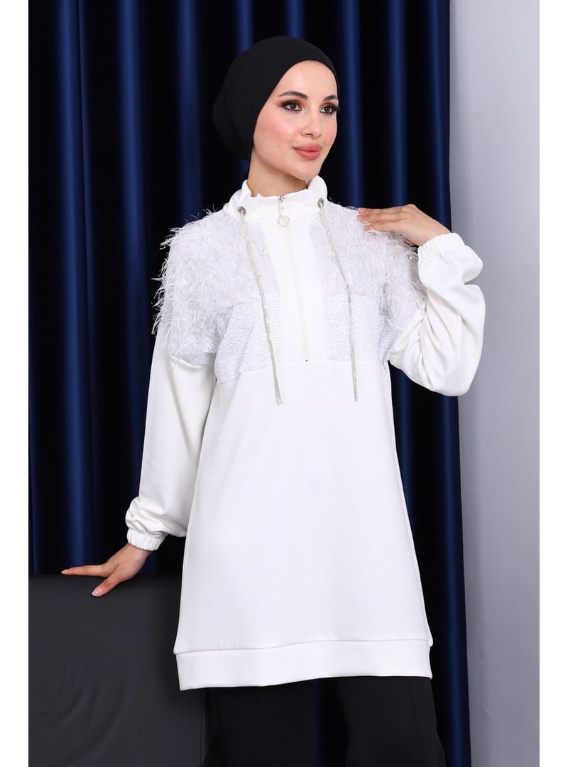 İmaj Butik Ekru Yaka Fermuarlı Püsküllü Tunik İmaj Butik Ekru Yaka Fermuarlı Püsküllü Tunik