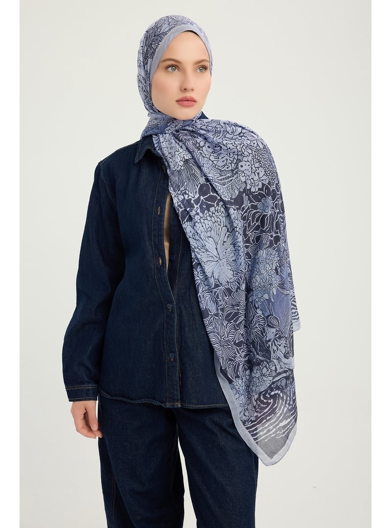 ŞALESS 70x190 Cm Sessiz Mevsimler Mor Efilia Desenli Şal