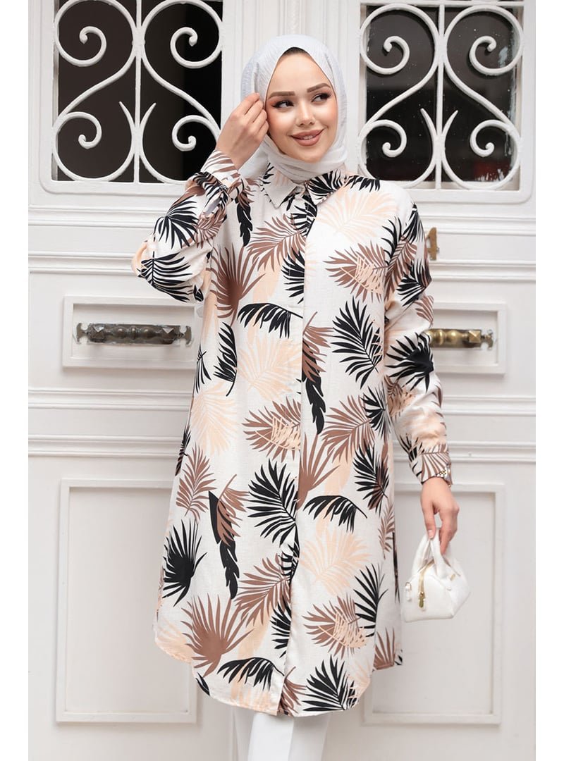 Neva Style Desenli Kahverengi Tunik 11560kh