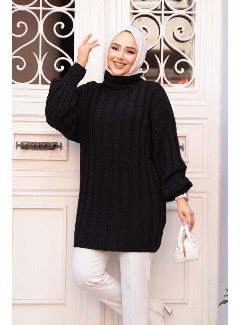 Neva Style Siyah Triko Kazak Tunik 27502s