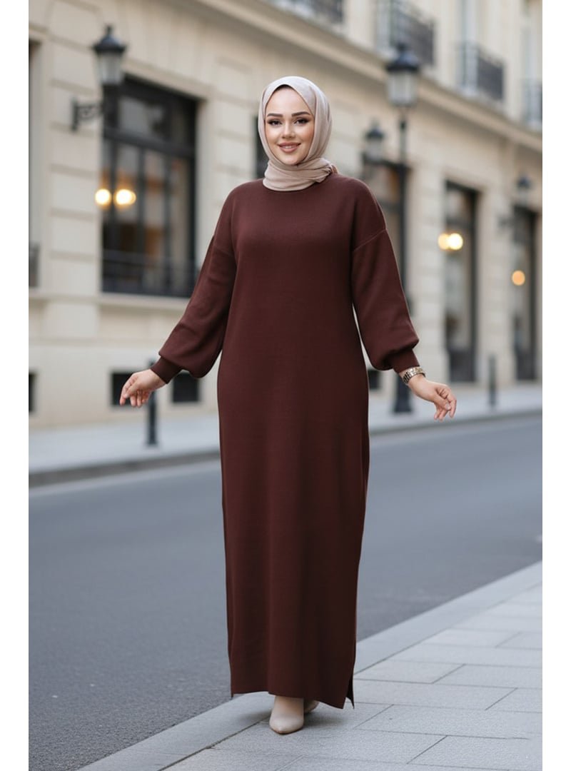 Neva Style Kahverengi Triko Elbise 17205kh Neva Style Kahverengi Triko Elbise 17205kh