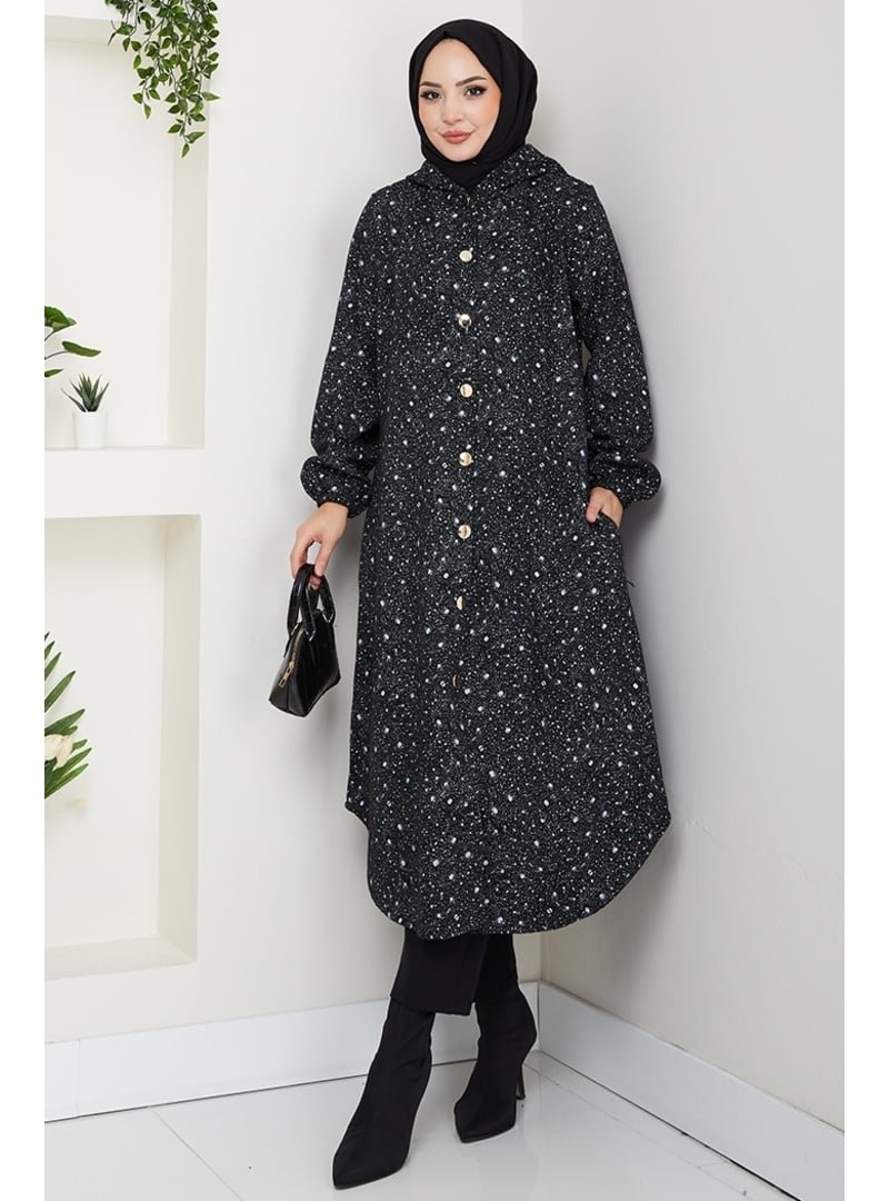 Bestenur Gri Algın Düğmeli Kaşe Kap