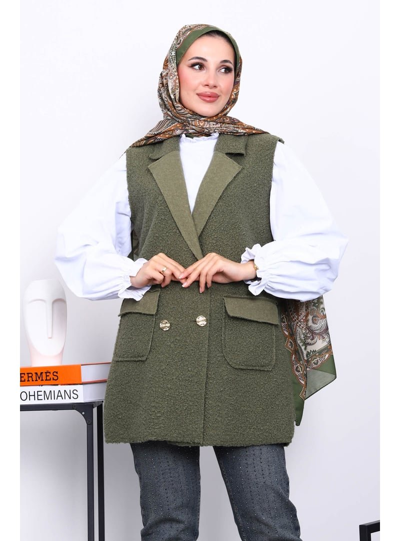 İmaj Butik Haki Düğmeli Buklet Yelek İmaj Butik Haki Düğmeli Buklet Yelek