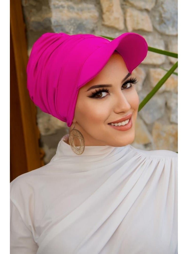 AİŞE TESETTÜR Deniz Şapkası / Mayo Üstüne Kullanılabilir Fuşya Havuz