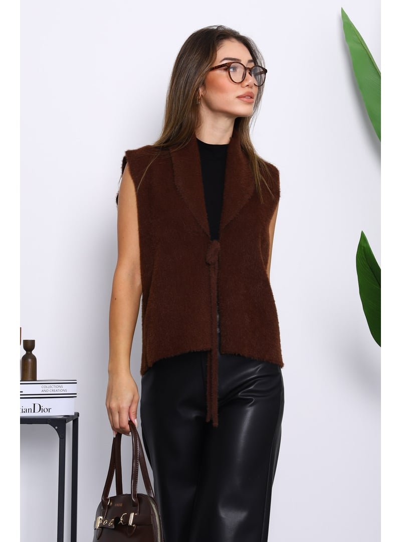 İmaj Butik Kahverengi Ön Bağlamalı Kısa Angora Yumoş Yelek İmaj Butik Kahverengi Ön Bağlamalı Kısa Angora Yumoş Yelek