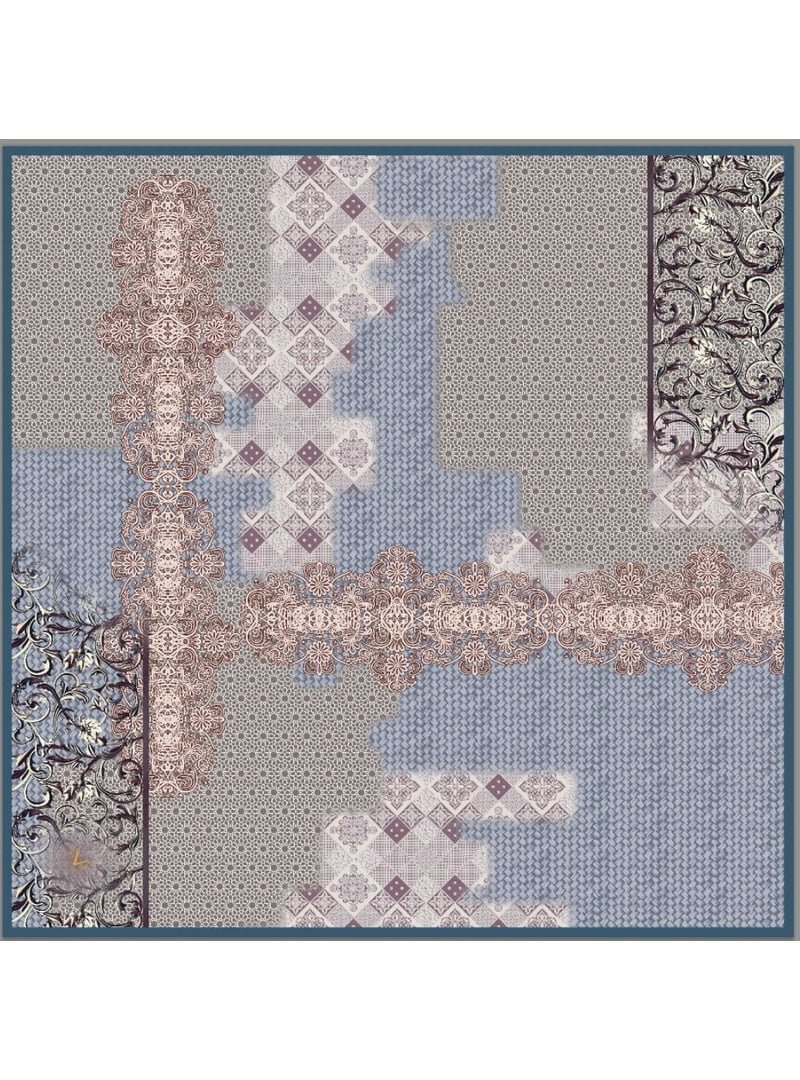 19v69 ITALIA Desenli Korea Crape Seri 120x120 Cm Kot Mavi Pudra