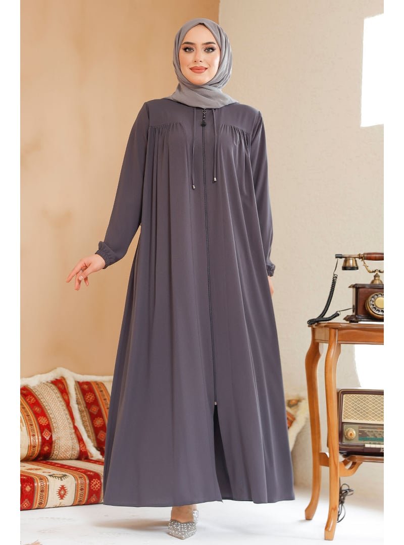 Neva Style Fermuarlı Füme Ferace 45290fu