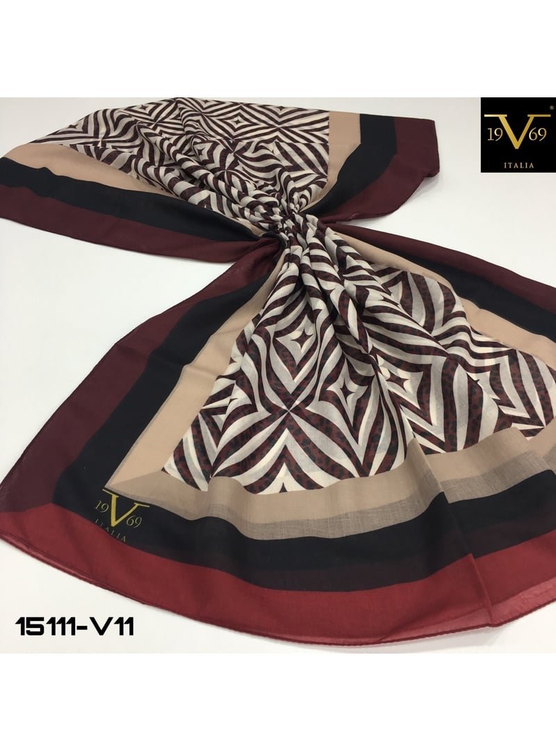 19v69 ITALIA Krem Desenli Kesik Elyaf Seri Şal Askısı İle Birlikte Bordo 19v69 ITALIA Krem Desenli Kesik Elyaf Seri Şal Askısı İle Birlikte Bordo