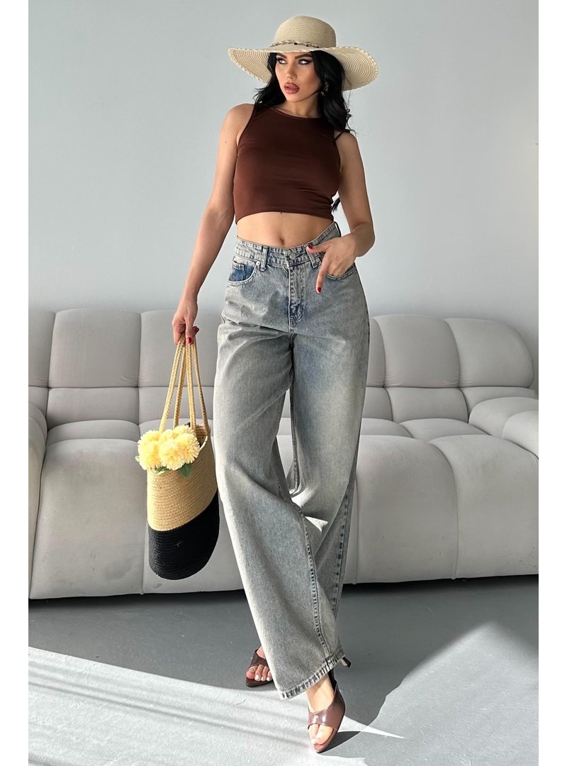Tofisa Açık Kahve Tınt Bıyık Baggy Kot Pantolon Açik Tint