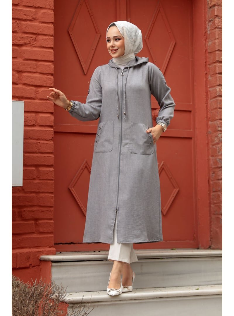 Neva Style Kapüşonlu Gri Kap 511gr