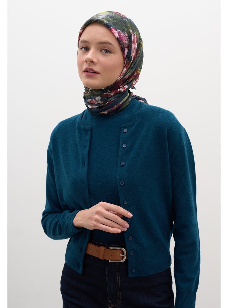 FRESHSCARFS Petrol Madeleıne Desen Pamuklu Viskon Eşarp FRESHSCARFS Petrol Madeleıne Desen Pamuklu Viskon Eşarp