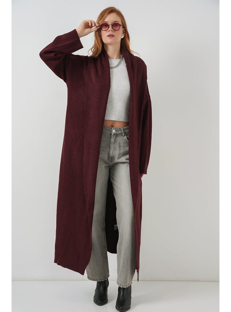 Bigdart Bordo Uzun Oversize Triko Hırka Bigdart Bordo Uzun Oversize Triko Hırka