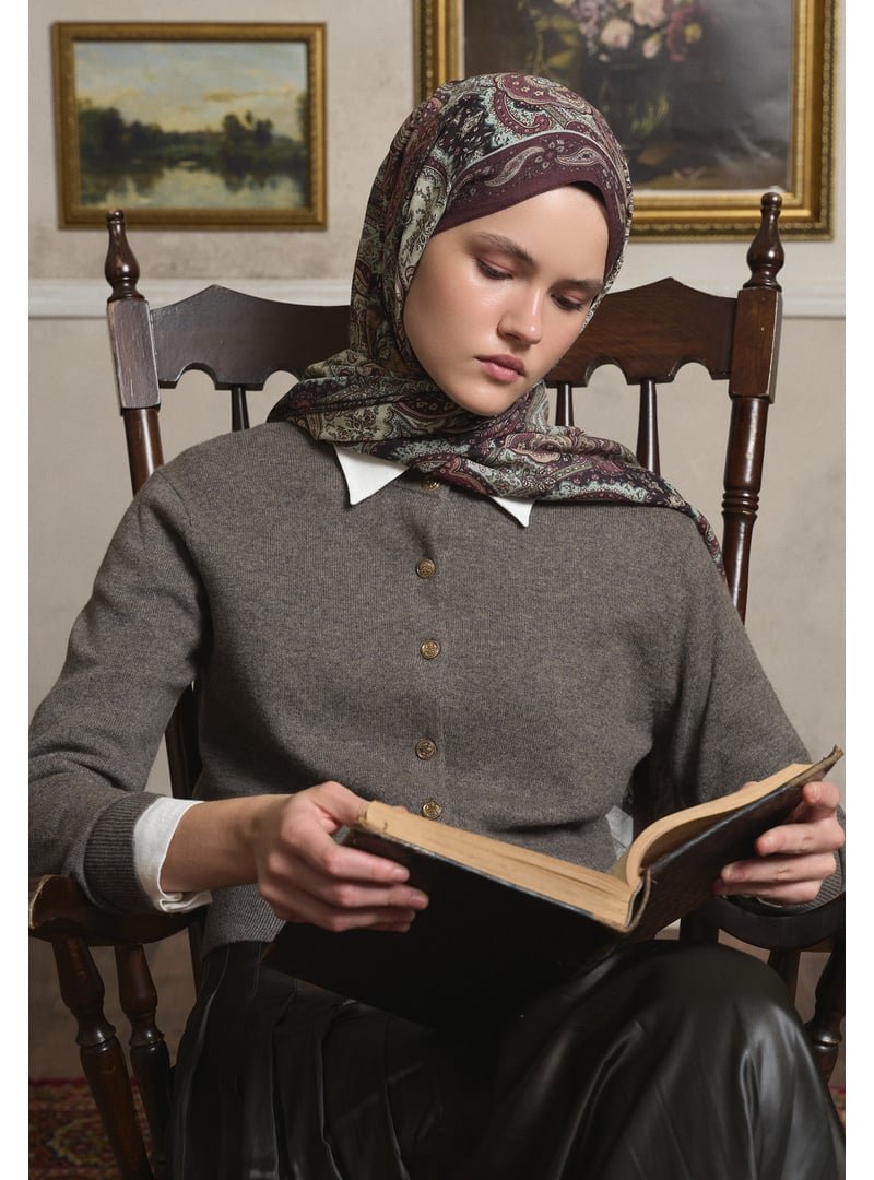FRESHSCARFS Mürdüm Avery Desen Şal FRESHSCARFS Mürdüm Avery Desen Şal