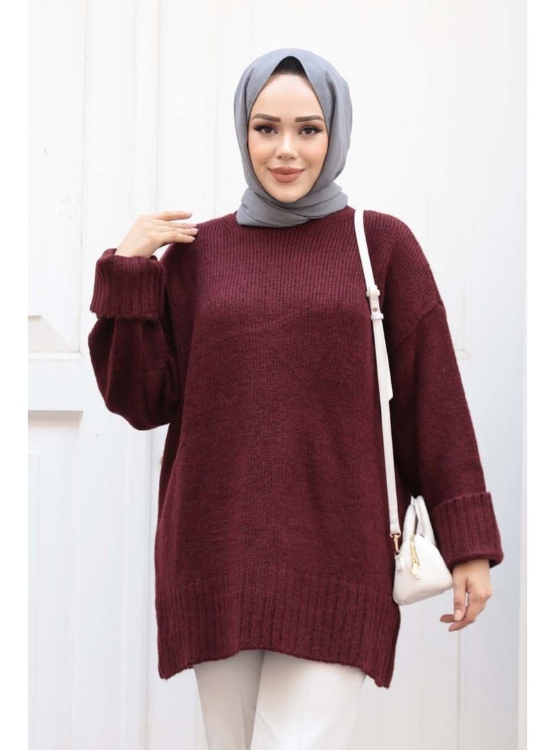 Neva Style Koyu Bordo Triko Kazak Tunik 87181kbr Neva Style Koyu Bordo Triko Kazak Tunik 87181kbr