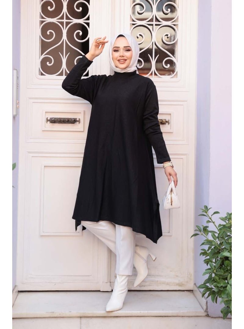 Neva Style Merserize Siyah Triko Panço Tunik 56401s Neva Style Merserize Siyah Triko Panço Tunik 56401s