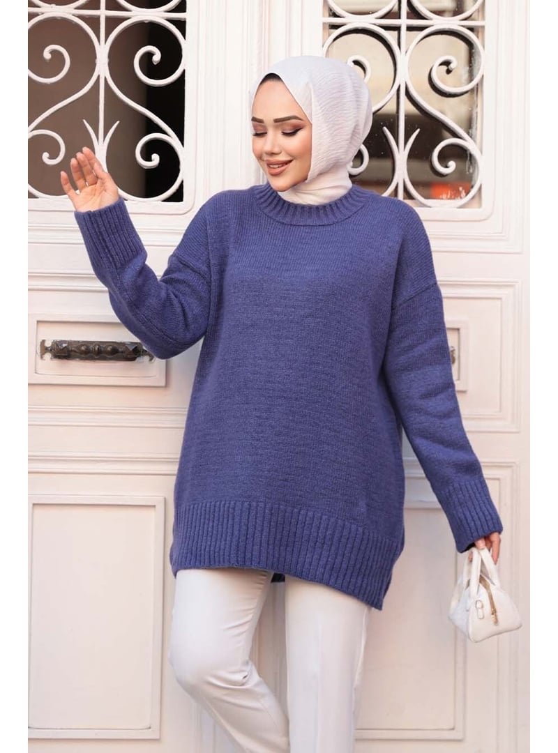 Neva Style Koyu Lila Triko Kazak Tunik 55551klıla Neva Style Koyu Lila Triko Kazak Tunik 55551klıla