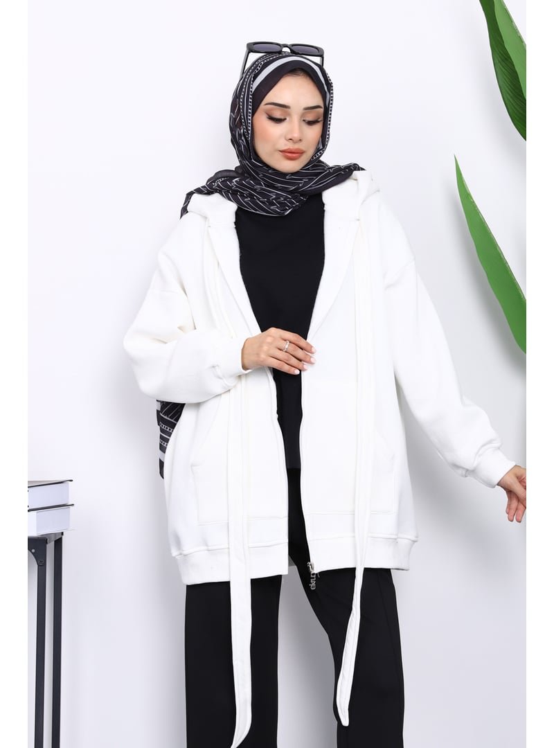 İmaj Butik Ekru Bağcık Detaylı Üç İplik Kapüşonlu Hırka İmaj Butik Ekru Bağcık Detaylı Üç İplik Kapüşonlu Hırka