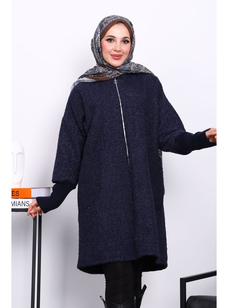 İmaj Butik Lacivert Fermuarlı Yün Kaşe Kaban İmaj Butik Lacivert Fermuarlı Yün Kaşe Kaban
