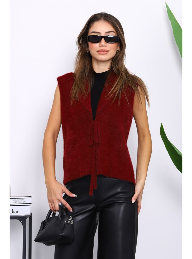 İmaj Butik Bordo Ön Bağlamalı Kısa Angora Yumoş Yelek İmaj Butik Bordo Ön Bağlamalı Kısa Angora Yumoş Yelek