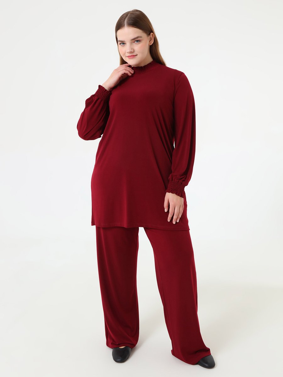 Alia Bordo Gipe Detaylı Büyük Beden Örme Takım Alia Bordo Gipe Detaylı Büyük Beden Örme Takım