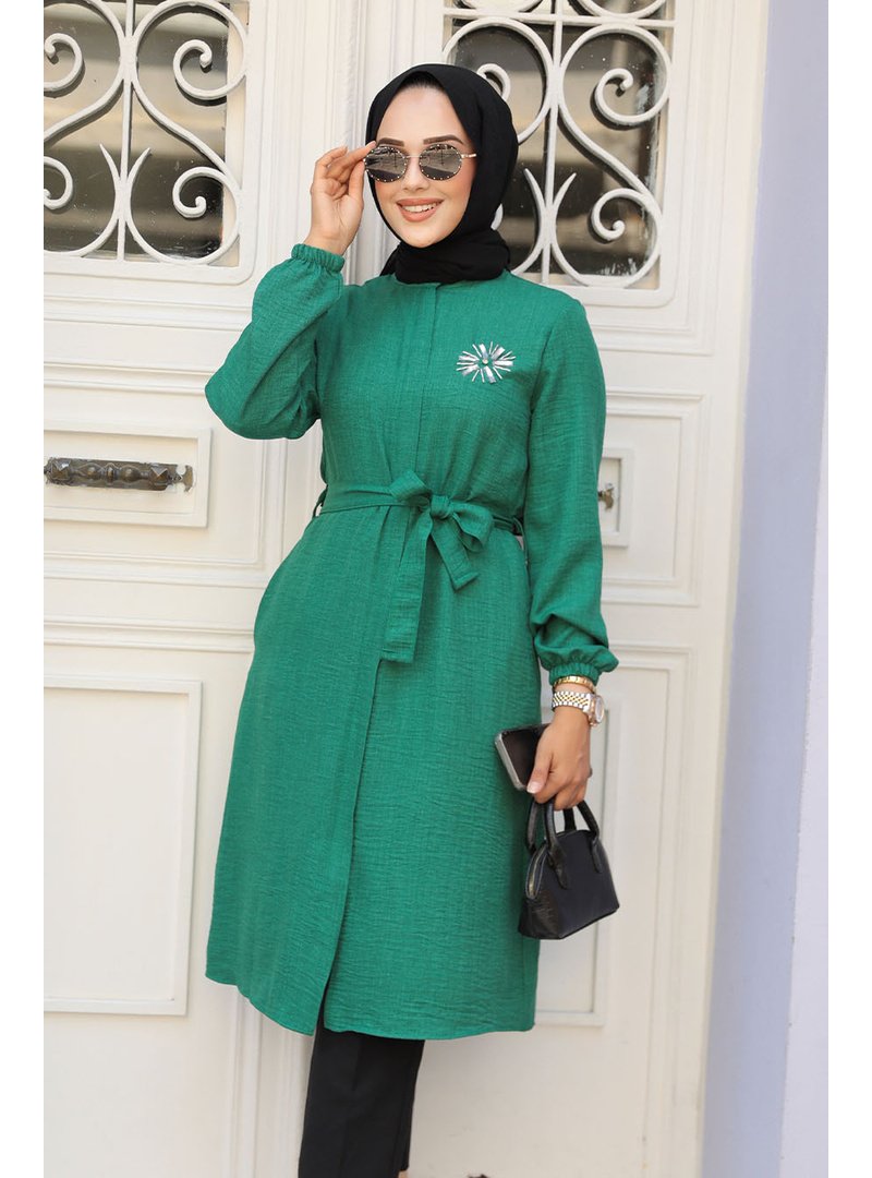 Neva Style Kemerli Yeşil Tunik 646y