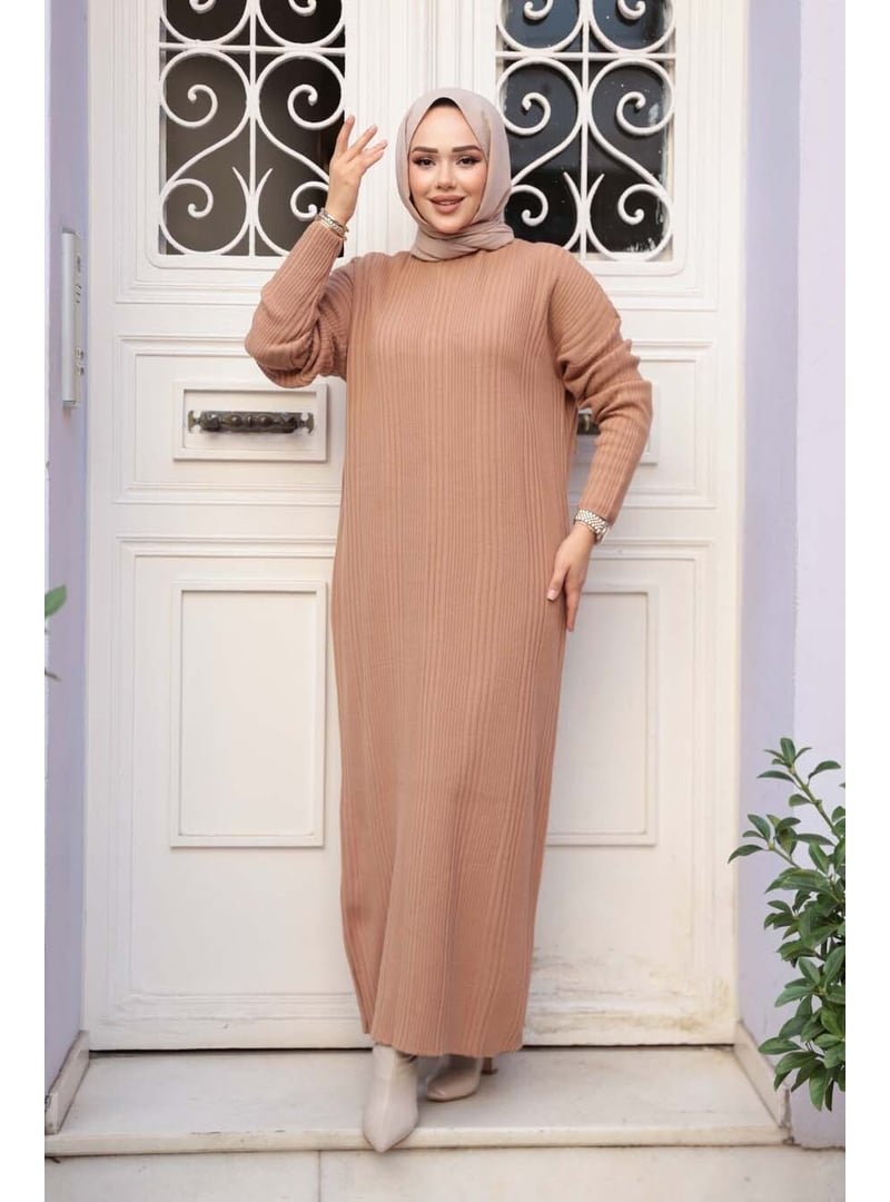 Neva Style Camel Triko Elbise 27504c Neva Style Camel Triko Elbise 27504c