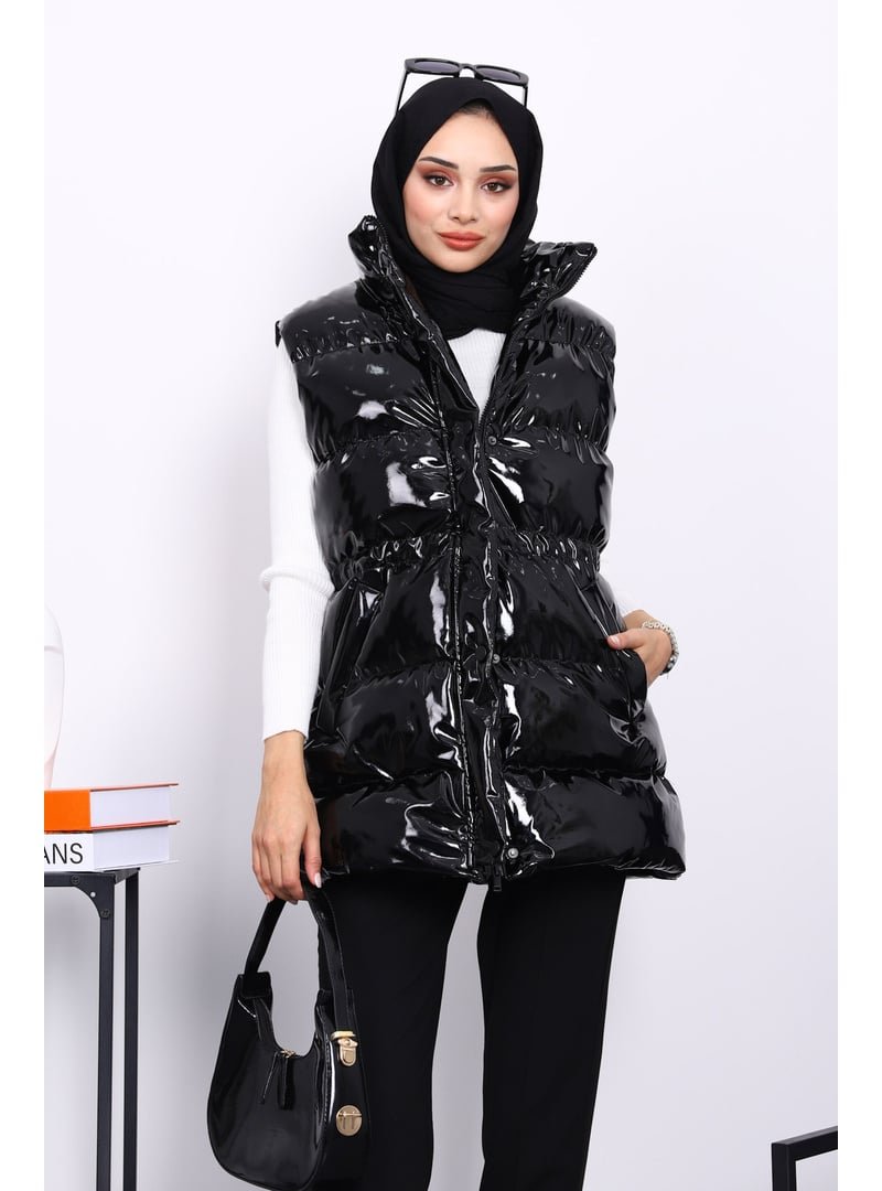İmaj Butik Siyah Fermuarlı Şişme Rugan Yelek İmaj Butik Siyah Fermuarlı Şişme Rugan Yelek