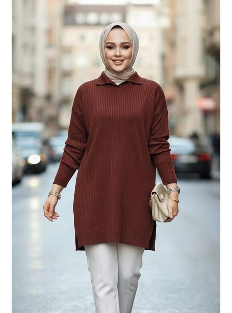 Neva Style Fitilli Koyu Kahverengi Triko Tunik 65903kkh Neva Style Fitilli Koyu Kahverengi Triko Tunik 65903kkh