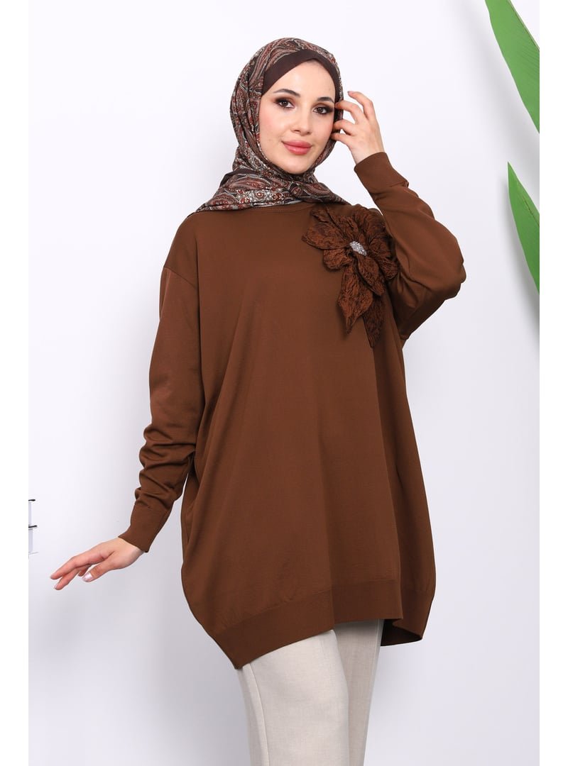 İmaj Butik Kahverengi Soğuk İplik Çiçek Detaylı Triko Tunik İmaj Butik Kahverengi Soğuk İplik Çiçek Detaylı Triko Tunik