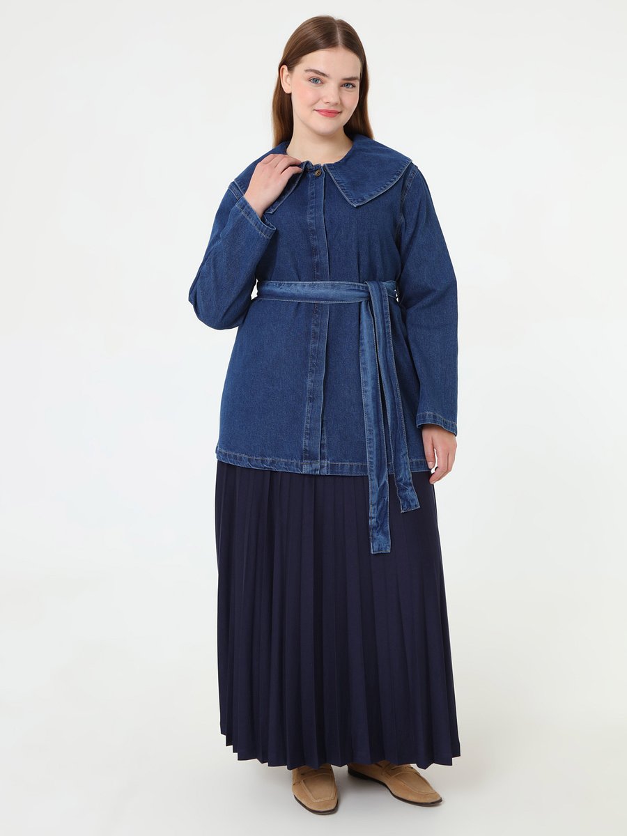 Alia Denim Bebe Yaka Detaylı Büyük Beden Tunik Acik Lacivert Alia Denim Bebe Yaka Detaylı Büyük Beden Tunik Acik Lacivert