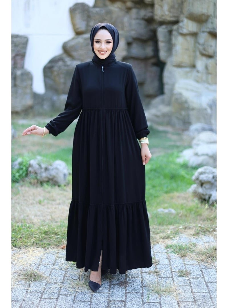 Harmatime butik Büzgüllü Fermuarlı Ferace Harmatime butik Büzgüllü Fermuarlı Ferace