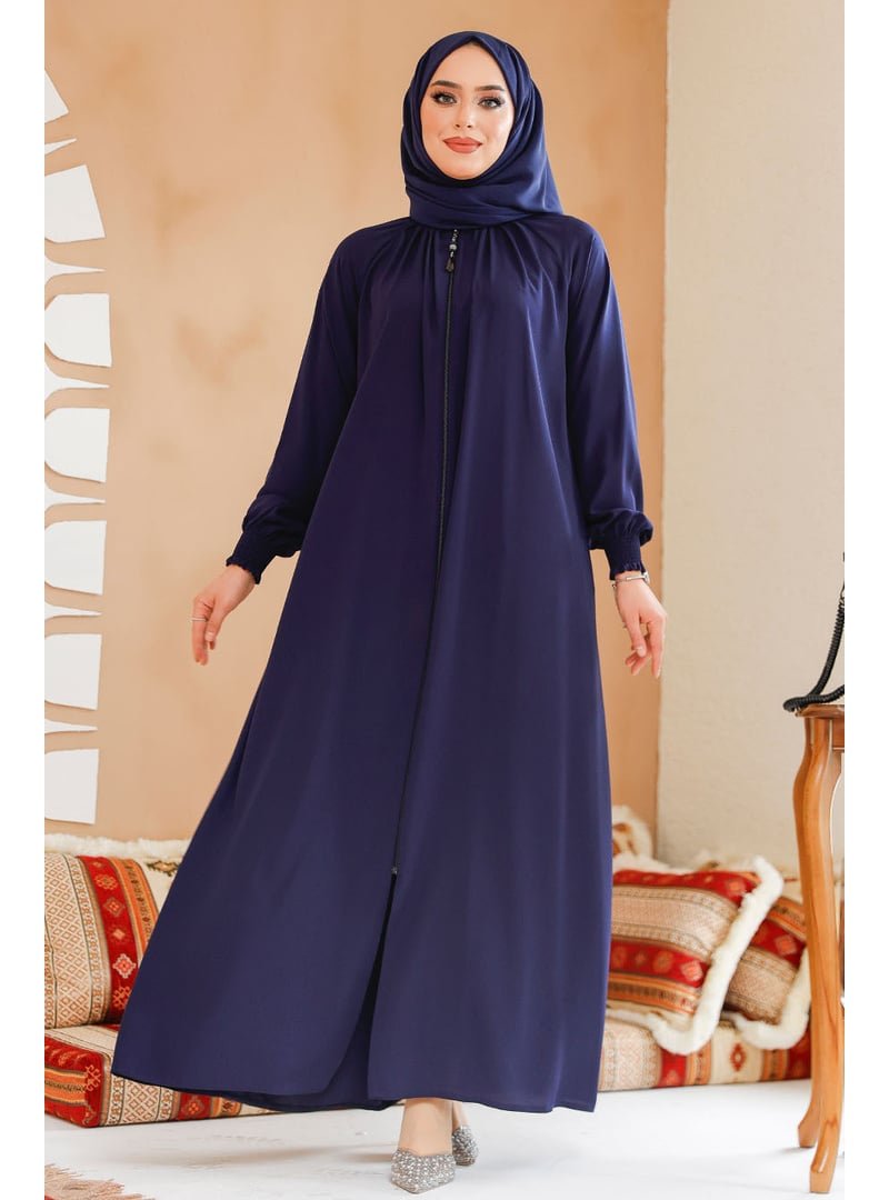 Neva Style Fermuarlı Lacivert Ferace 45293l