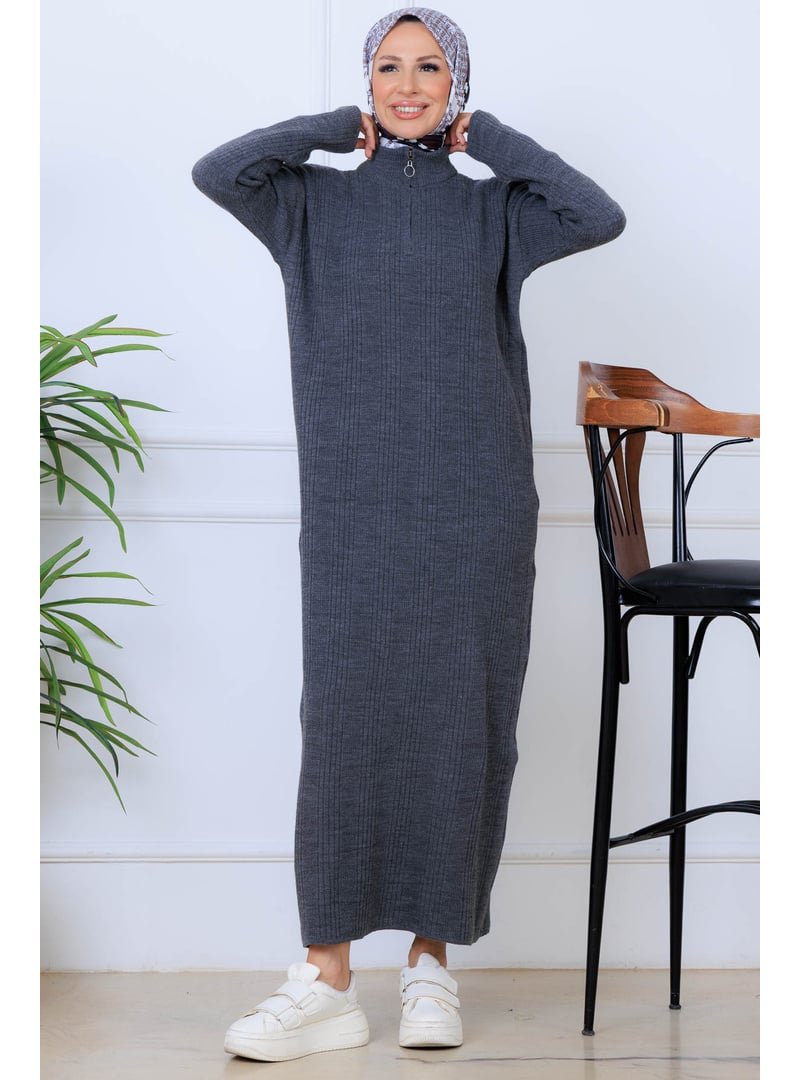 Benguen Antrasit Fitilli Triko Elbise Benguen Antrasit Fitilli Triko Elbise