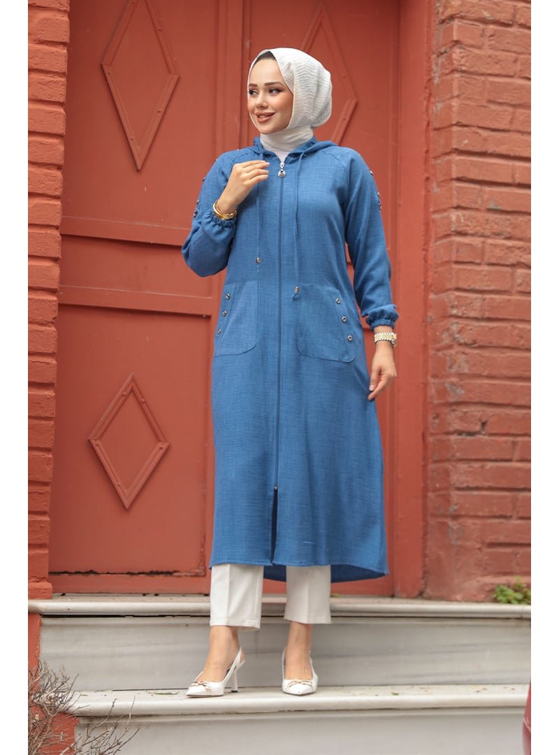 Neva Style Kapüşonlu İndigo Mavisi Kap 511ım