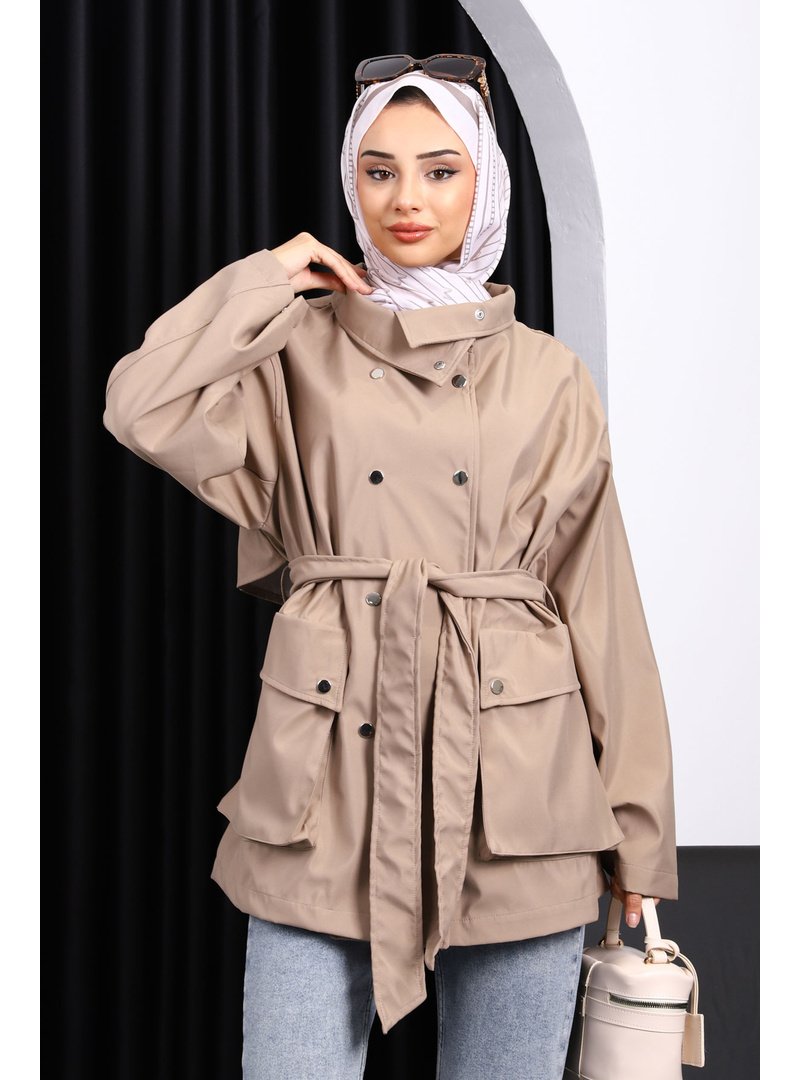 İmaj Butik Vizon Oversize Cepli Bondit Ceket İmaj Butik Vizon Oversize Cepli Bondit Ceket