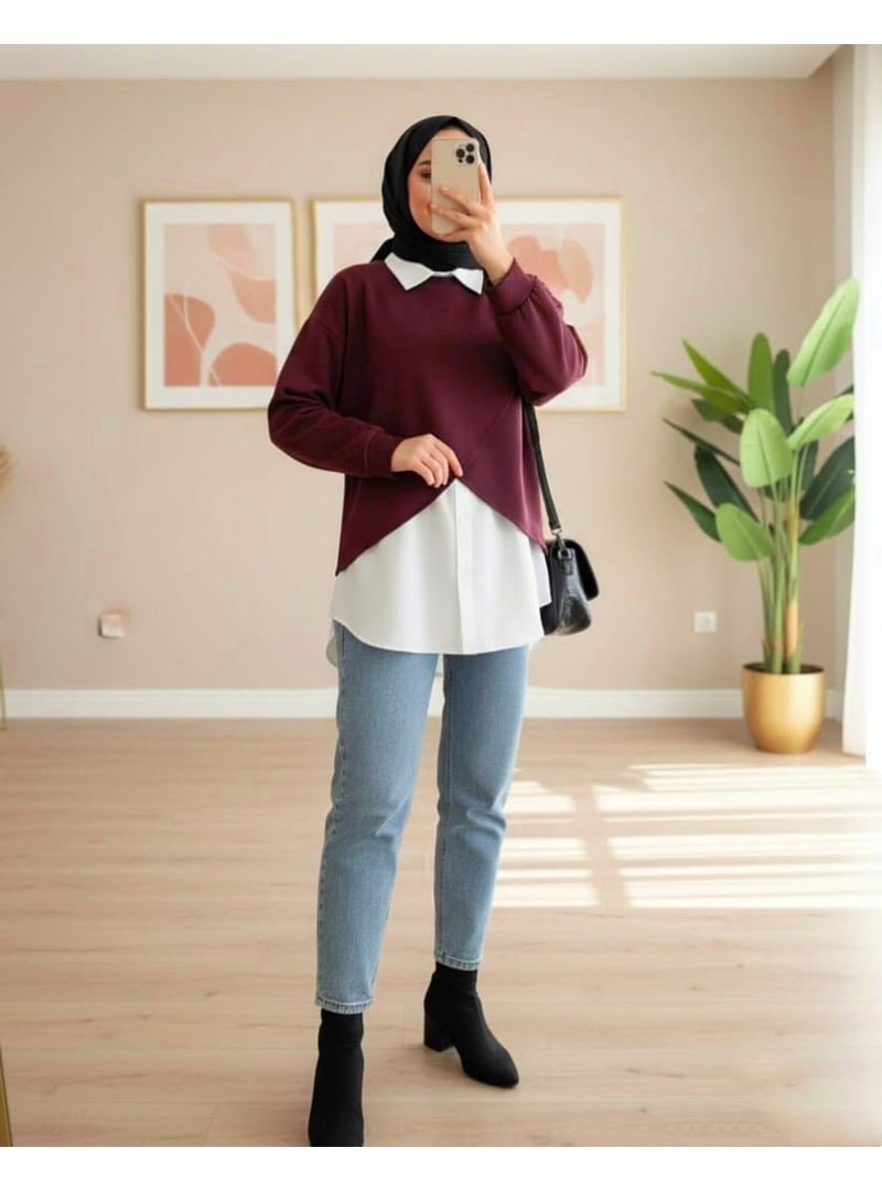 Podyumplus Bordo Gömlekli Bolerolu Oysho Üst Takım Podyumplus Bordo Gömlekli Bolerolu Oysho Üst Takım