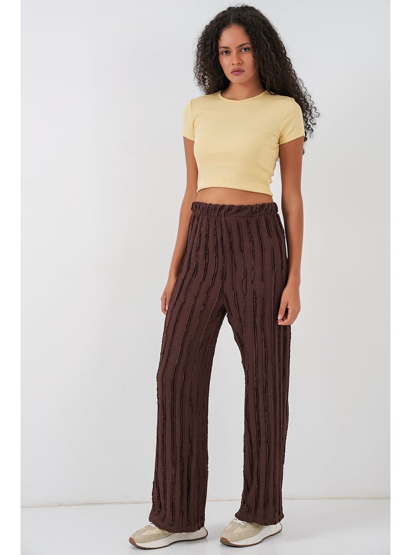 Bigdart Kahverengi Dokulu Esnek Örme Pantolon Bigdart Kahverengi Dokulu Esnek Örme Pantolon