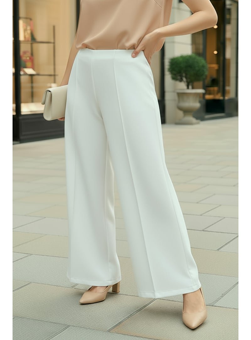 Salih Çelebi Beyaz Likralı Scuba Pantolon