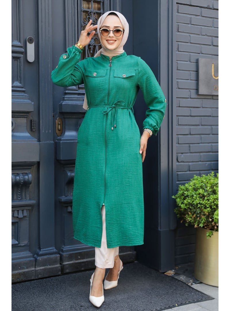 Neva Style Düğmeli Yeşil Tunik 645y
