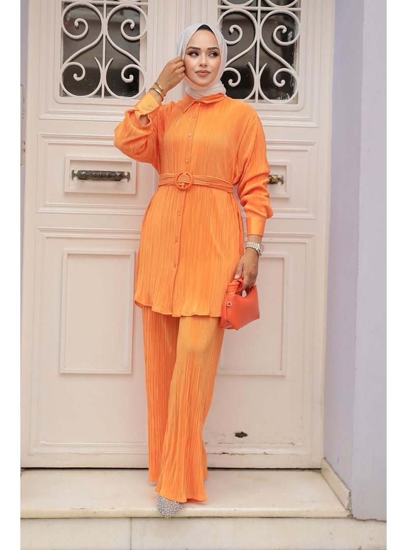 Neva Style Pileli Turuncu İkili Takım 100044t Neva Style Pileli Turuncu İkili Takım 100044t