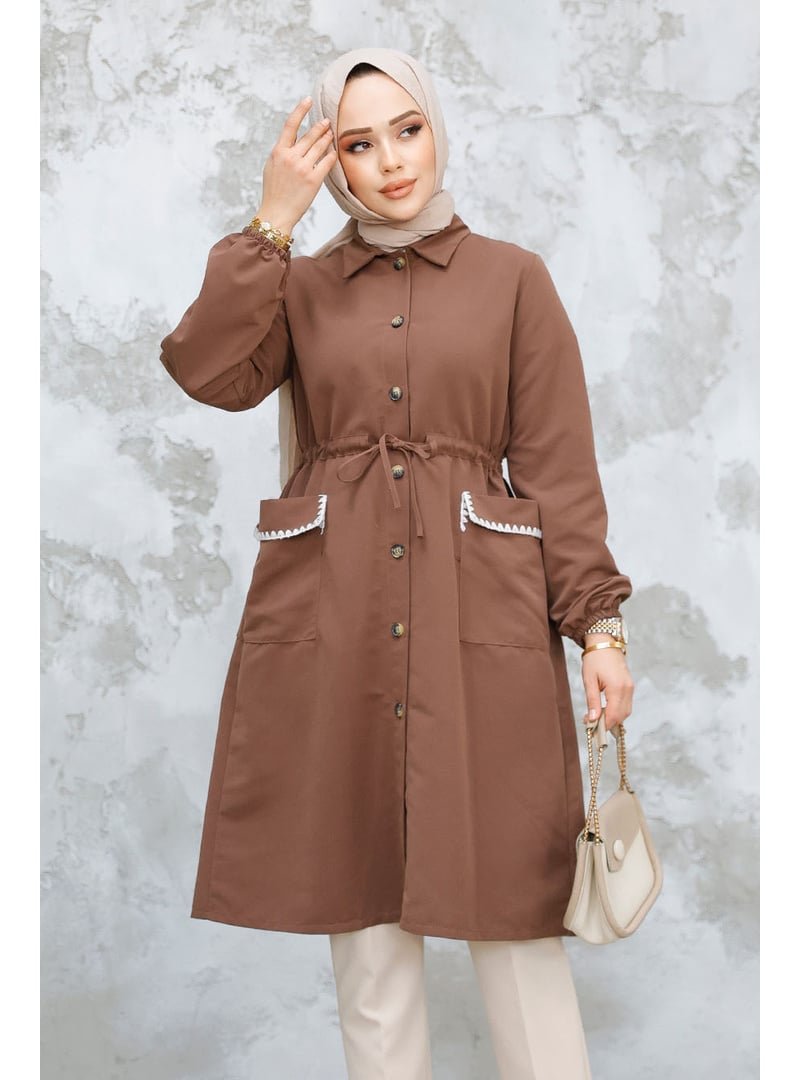 Neva Style Düğmeli Kahverengi Kap 91781kh